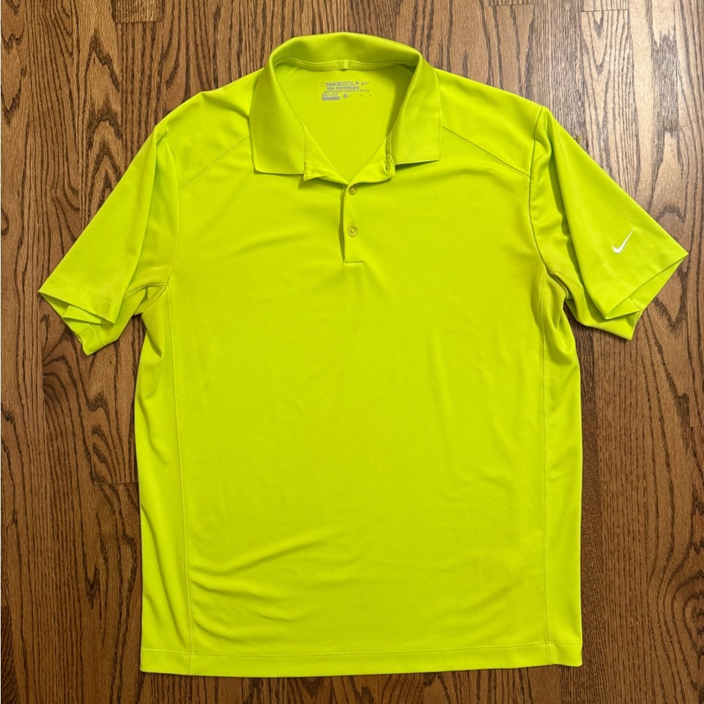 Nike Golf Dri-FIT Polo Shirt Men’s Large Neon Yellow Tour Performance Athletic